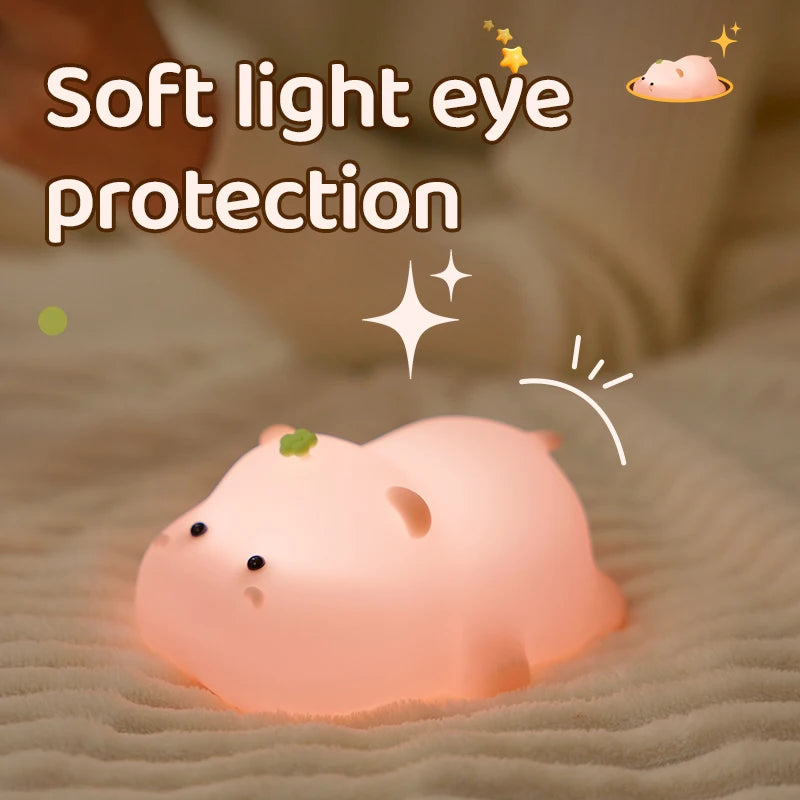Hippo Lamp Soft Cute Light Warmth Lamps Warm Lighting Night Light Children Gift for Kids Bedside Lamp for Breastfeeding