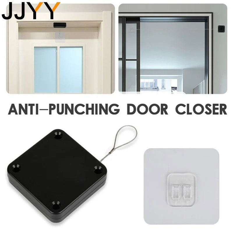 JJYY Punch Free door closer telescopic door device wooden door closed sliding door wire pull rope automatic door closing artifac