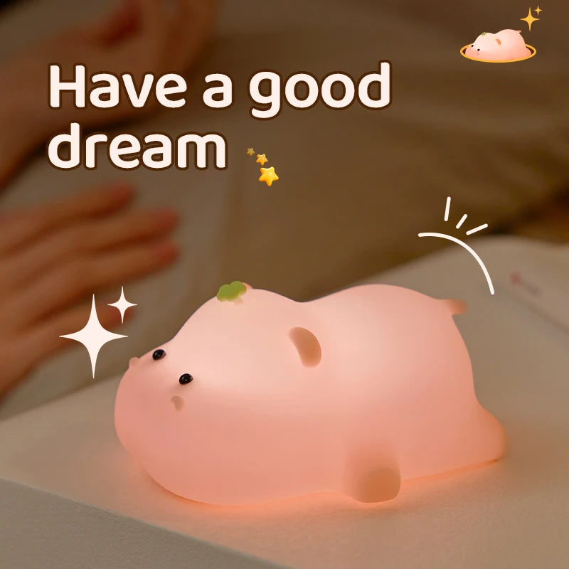 Hippo Lamp Soft Cute Light Warmth Lamps Warm Lighting Night Light Children Gift for Kids Bedside Lamp for Breastfeeding