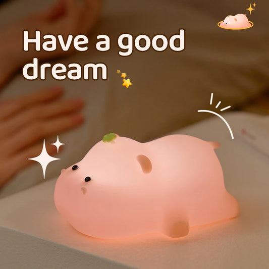Hippo Lamp Soft Cute Light Warmth Lamps Warm Lighting Night Light Children Gift for Kids Bedside Lamp for Breastfeeding