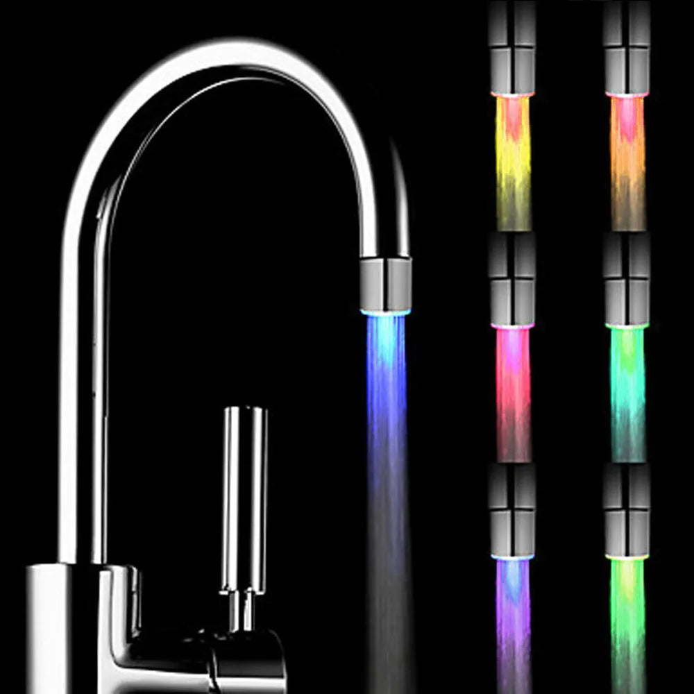 6PC/3PC/1PC Luminous Changing 7 Colors LED Faucet Color Light Changing Blinking Temperature Control Water Faucet