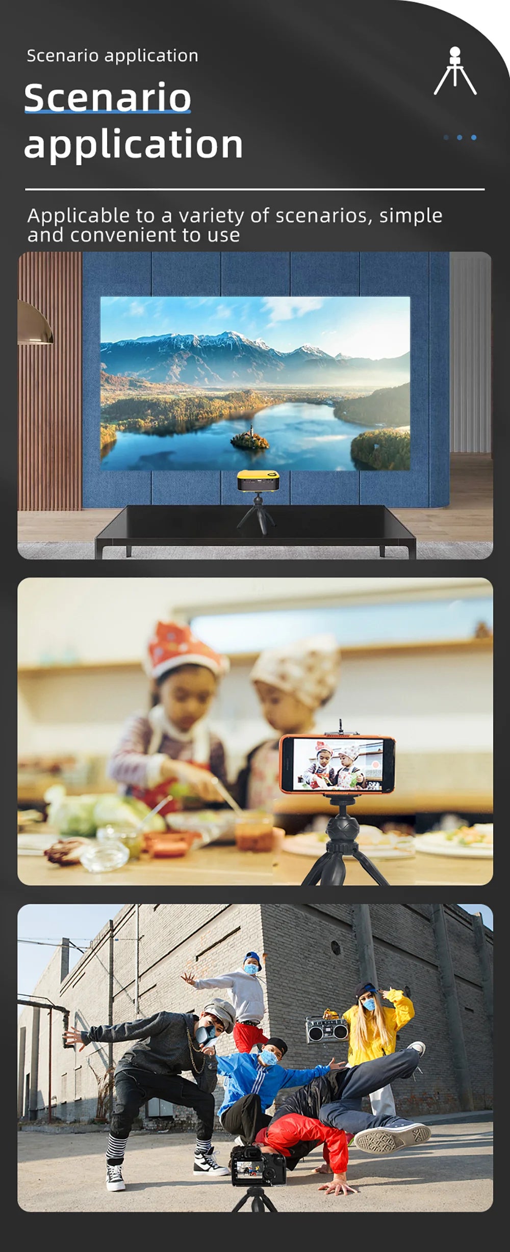 Salange Portable Projector Camera Mobile Phone Mini Tripod Is Suitable For YG300 P62 J9 J15 Projector Other Stable Supports