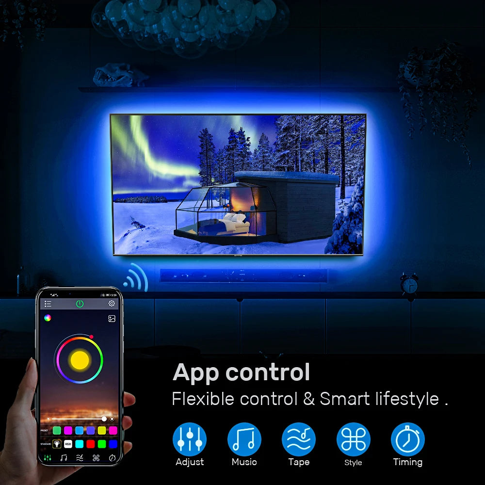 colorRGB, LED Strip Lights, for TV PC Laptop USB Power LED Strip light RGB5050  Led Backlight with APP Control