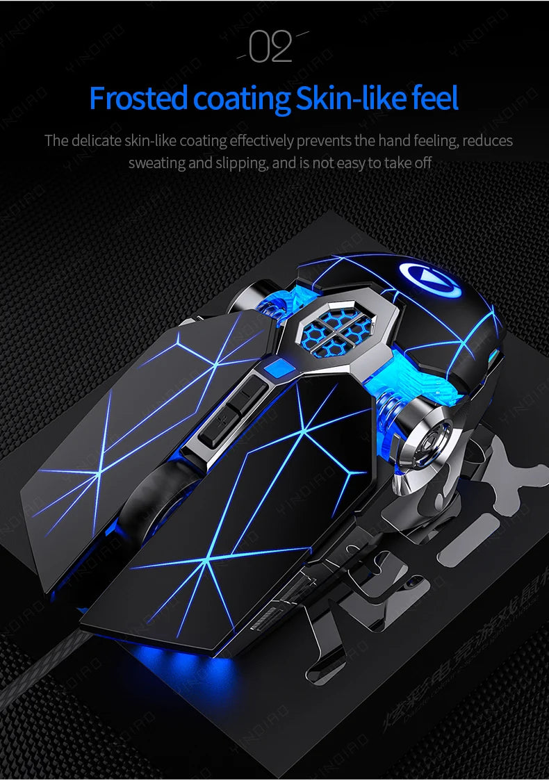 Ergonomic Wired Gaming Mouse RGB Mute Mouse LED Backlit 3200dpi 6 Button USB Mechanical Mause for PC Laptop Computer Gamer