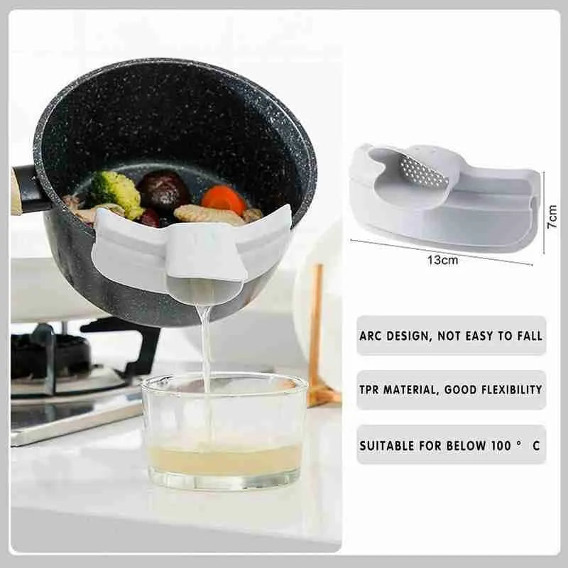 Silicone Anti-spill Duckbill Drain Pans Leak-proof Pot with Round Mouth Edge Liquid Deflector Funnel Soup Diversion Kitchen Tool