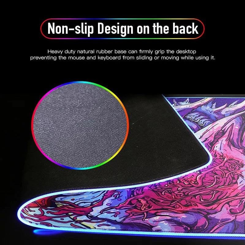B-Bloodborne Large Gaming RGB Mouse Pad Office Laptop Accessories Non-Slip Rubber Mousepad Anime Cartoon New HD Desk Mats Carpet