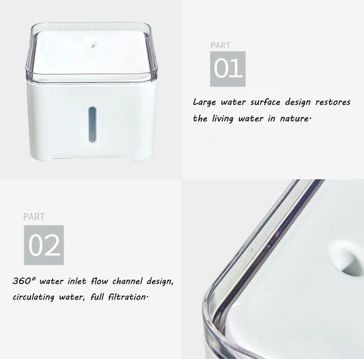 2L Pet Cat Automatic Water Fountain Feeder With LED Electric Dog Drinking Bowl Feeders Drink Filter Water Purifier Drinker