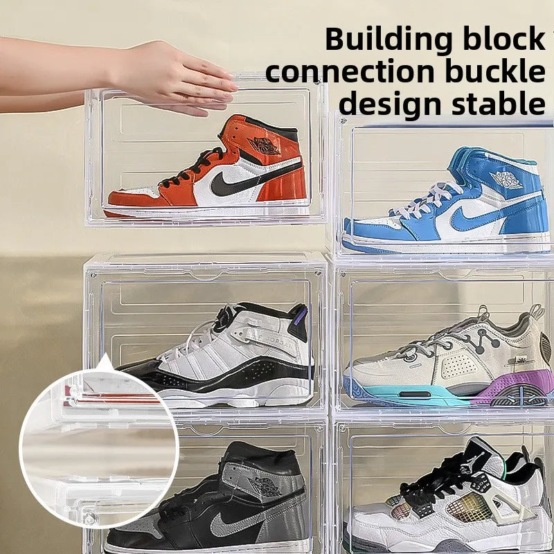 SilverJet SpaceSaving Foldable Transparent Double Shoe Carrier Durable Plastic Material Model 8012-8013-2 Front/Side Opening