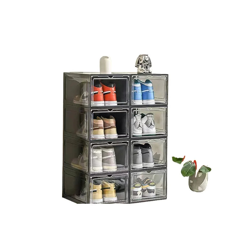 SilverJet SpaceSaving Foldable Transparent Double Shoe Carrier Durable Plastic Material Model 8012-8013-2 Front/Side Opening