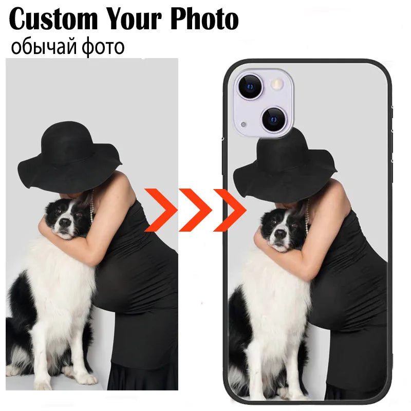Customized Phone Cases For iphone 14 Pro Max 13 Mini 14 Plus Case Glass Silicone DIY Photo Personalized Picture Fundas Clear TPU