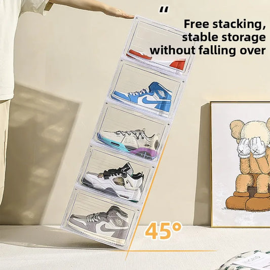 SilverJet SpaceSaving Foldable Transparent Double Shoe Carrier Durable Plastic Material Model 8012-8013-2 Front/Side Opening