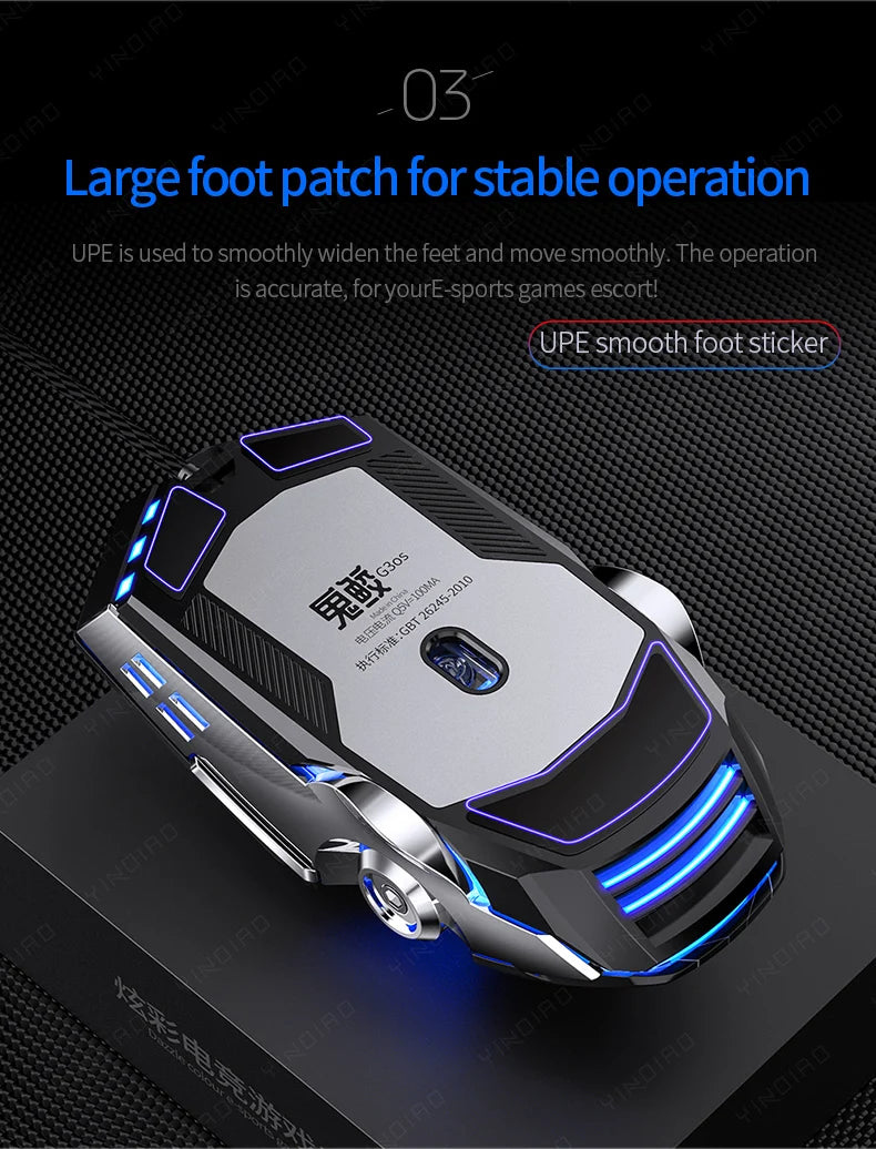Ergonomic Wired Gaming Mouse RGB Mute Mouse LED Backlit 3200dpi 6 Button USB Mechanical Mause for PC Laptop Computer Gamer
