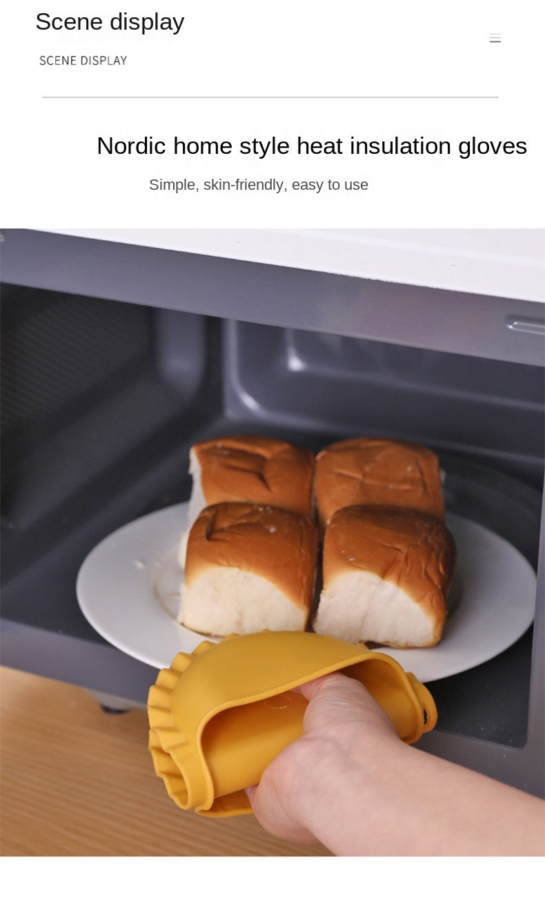 Silicone Heat Resistant Gloves Clips Dish Hold Anti-slip Oven Glove Mitts BBQ Tray Pot Dish Bowl Holder Kitchen Accessories