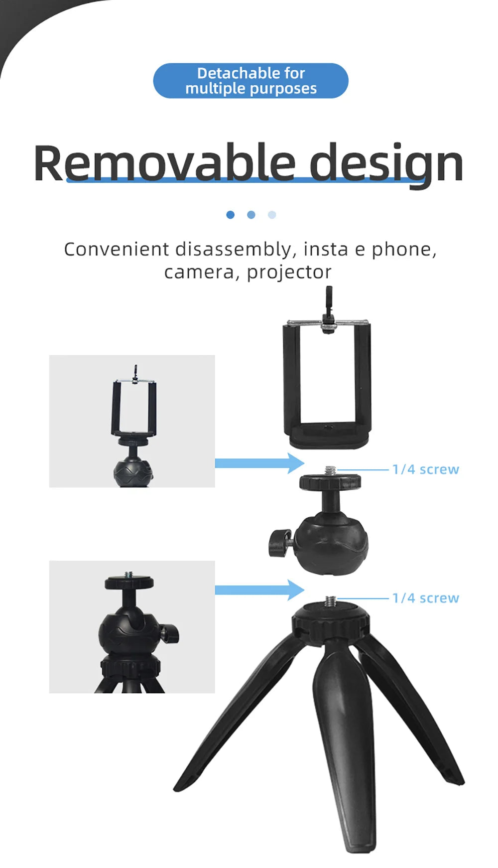 Salange Portable Projector Camera Mobile Phone Mini Tripod Is Suitable For YG300 P62 J9 J15 Projector Other Stable Supports