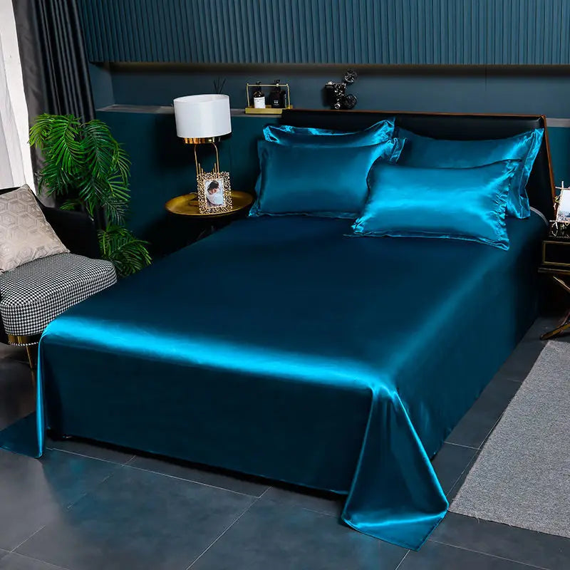 JuwenSilk New Double sided Ice silk bed sheet , double bed single bed, summer bed linen, machine washable solid color single bed