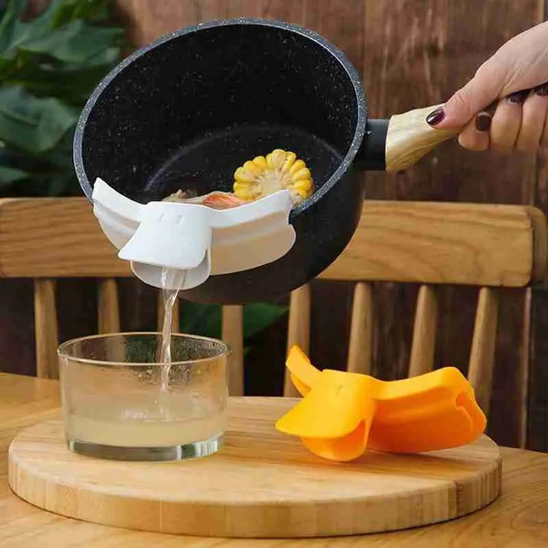 Silicone Anti-spill Duckbill Drain Pans Leak-proof Pot with Round Mouth Edge Liquid Deflector Funnel Soup Diversion Kitchen Tool