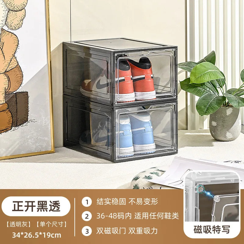 SilverJet SpaceSaving Foldable Transparent Double Shoe Carrier Durable Plastic Material Model 8012-8013-2 Front/Side Opening