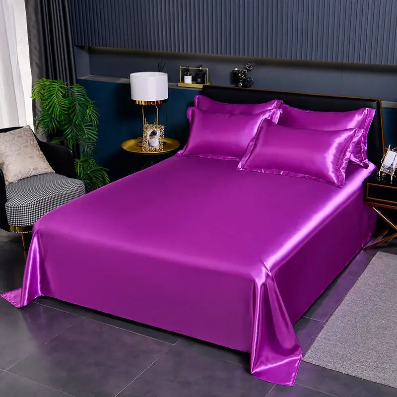 JuwenSilk New Double sided Ice silk bed sheet , double bed single bed, summer bed linen, machine washable solid color single bed