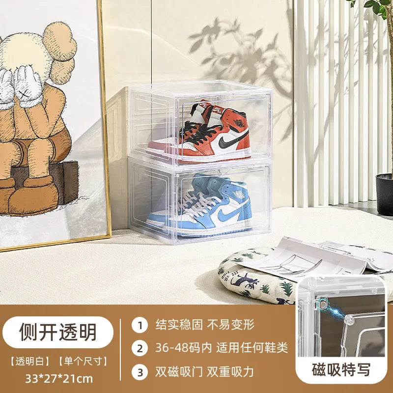 SilverJet SpaceSaving Foldable Transparent Double Shoe Carrier Durable Plastic Material Model 8012-8013-2 Front/Side Opening