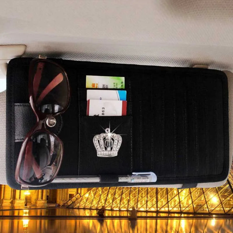 Crown Car Interior Accessories for Women Leather Steering Wheel Covers Tiessue Box Neck Lumbar Pillows Seatbelt Shifter Sets