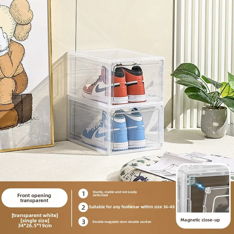 SilverJet SpaceSaving Foldable Transparent Double Shoe Carrier Durable Plastic Material Model 8012-8013-2 Front/Side Opening