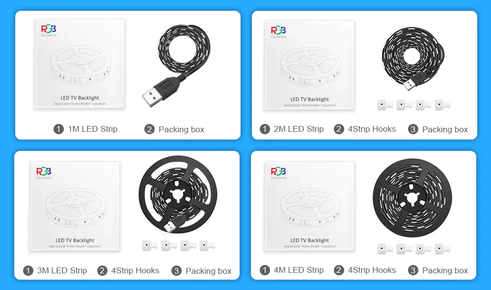 colorRGB, LED Strip Lights, for TV PC Laptop USB Power LED Strip light RGB5050  Led Backlight with APP Control