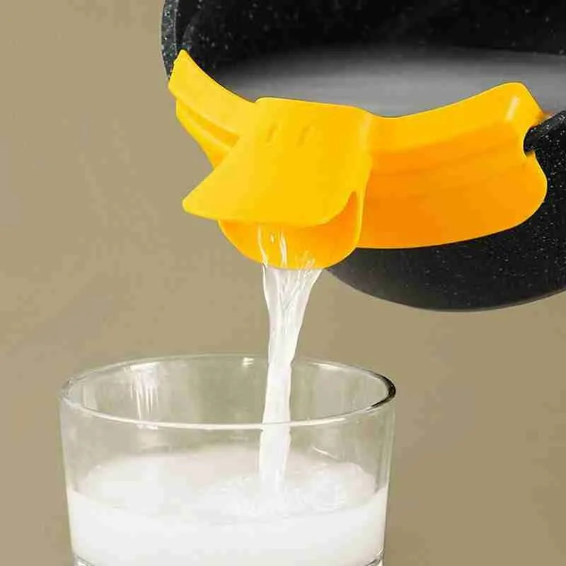 Silicone Anti-spill Duckbill Drain Pans Leak-proof Pot with Round Mouth Edge Liquid Deflector Funnel Soup Diversion Kitchen Tool