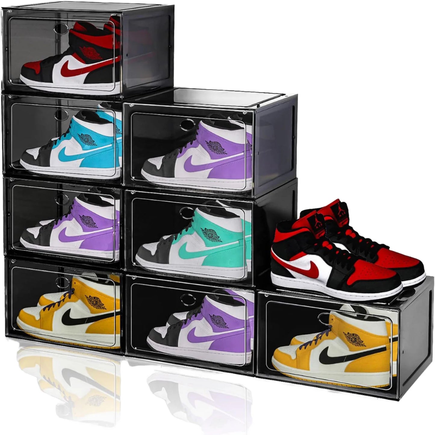 DAYOOH Custom Dust-proof Magnetic Sneaker Shoe Organizer Side Open Transparent Stackable Foldable Plastic Shoe Box