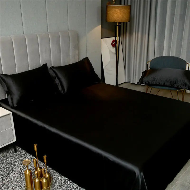 JuwenSilk New Double sided Ice silk bed sheet , double bed single bed, summer bed linen, machine washable solid color single bed