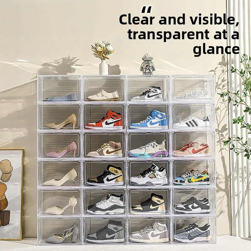 SilverJet SpaceSaving Foldable Transparent Double Shoe Carrier Durable Plastic Material Model 8012-8013-2 Front/Side Opening