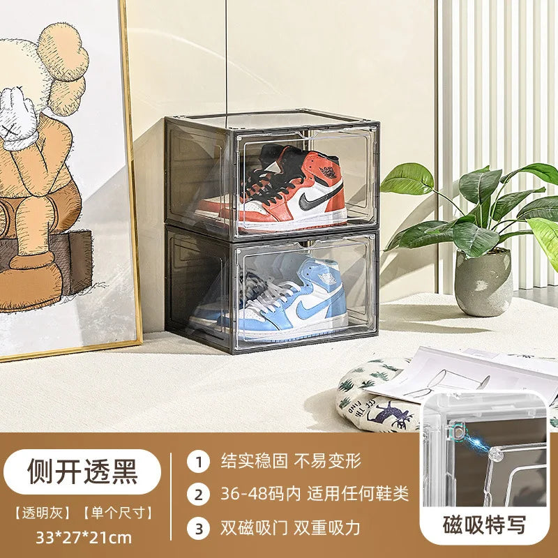 SilverJet SpaceSaving Foldable Transparent Double Shoe Carrier Durable Plastic Material Model 8012-8013-2 Front/Side Opening