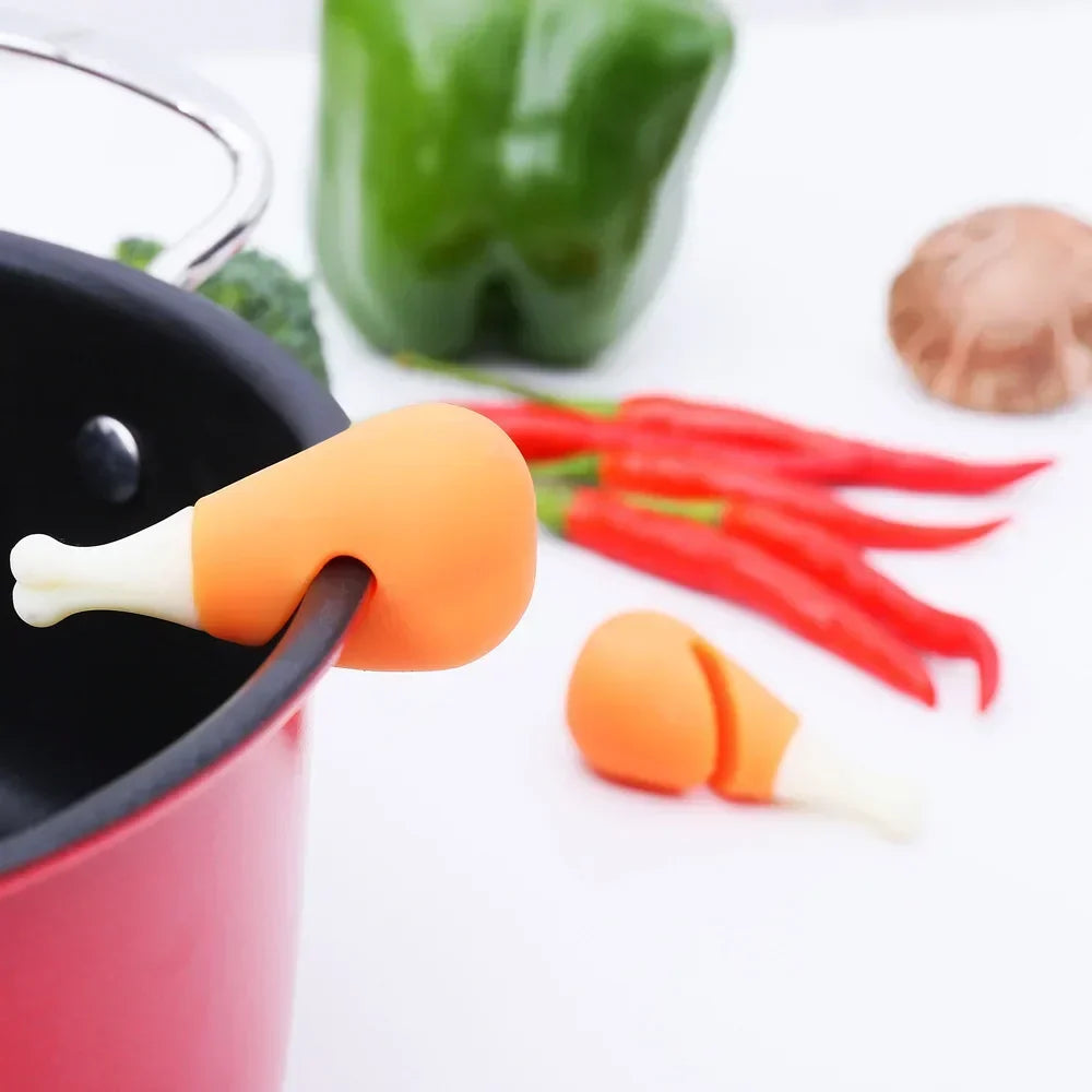 Cute Silicone Pot Lid Anti-spill Rack Heat-resistant Anti-Overflow Stoppers Pot Cover Lifter Holder Creative Kitchen Tool Gadget