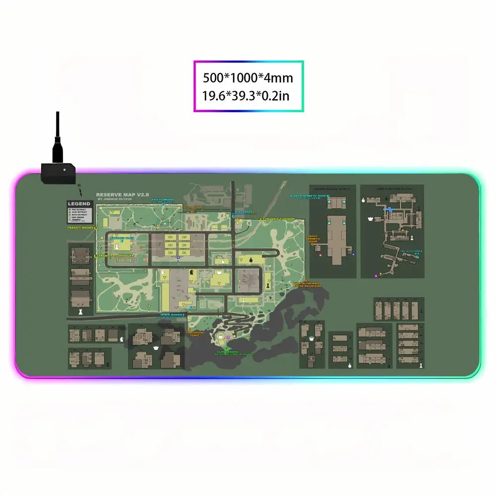 Escape from Tarkov Mouse Pad Animation Games Beautiful RGB Gaming Gamer Large LED Light XXL MousePads Computer Non-slip Decor