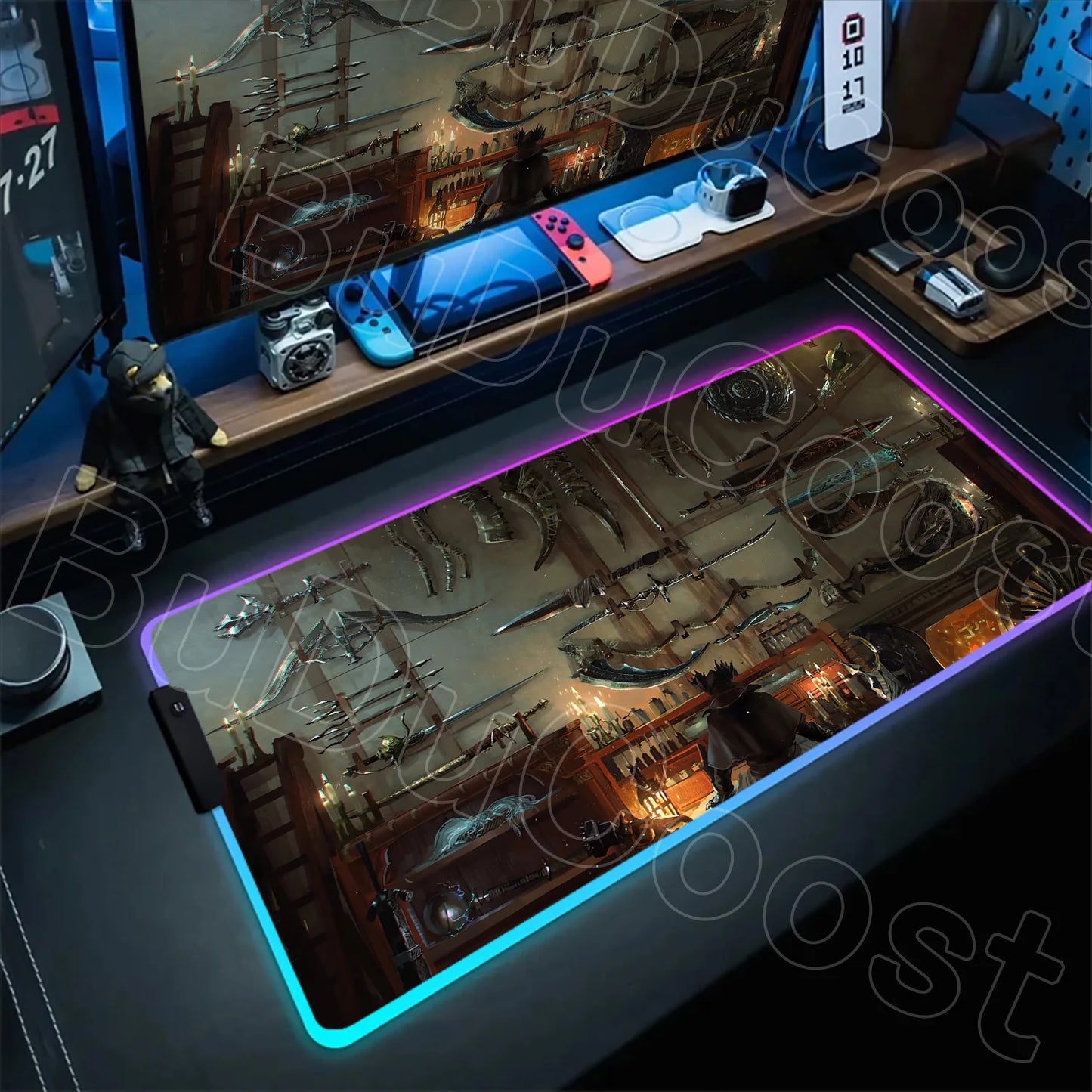 B-Bloodborne Large Gaming RGB Mouse Pad Office Laptop Accessories Non-Slip Rubber Mousepad Anime Cartoon New HD Desk Mats Carpet