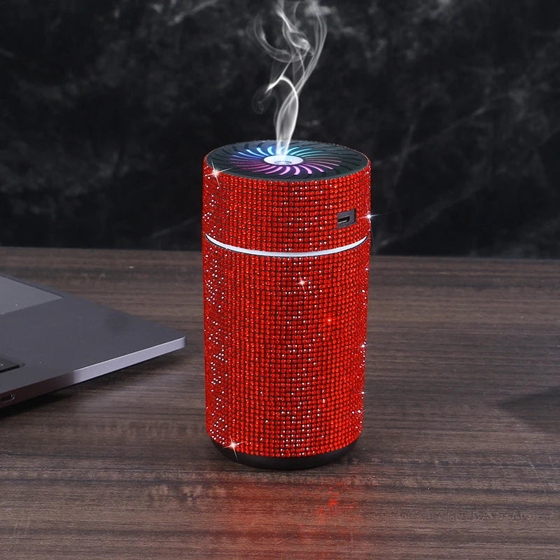 Luxury Shiny Car Diffuser Humidifier with LED Light Diamond Auto Air Purifier Diffuser Air Freshener Bling Car Accessories