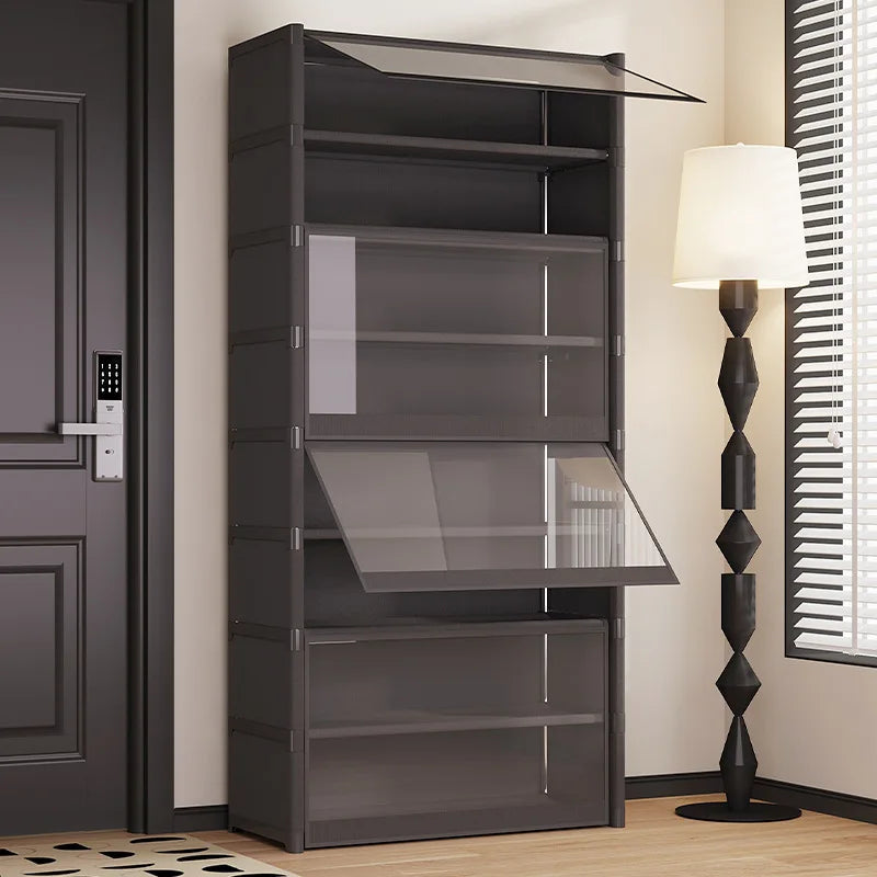 Level 5-9 Dustproof and Transparent Large-Sized Shoe Rack, Shoe Cabinet, Can Accommodate 12-24 Pairs of Shoes Shoe Rack Organizer, Shoe Cabinet, Closed Shelves, Shoe Rack Support, Suitable for Garage, Bedroom, Living Room Sho