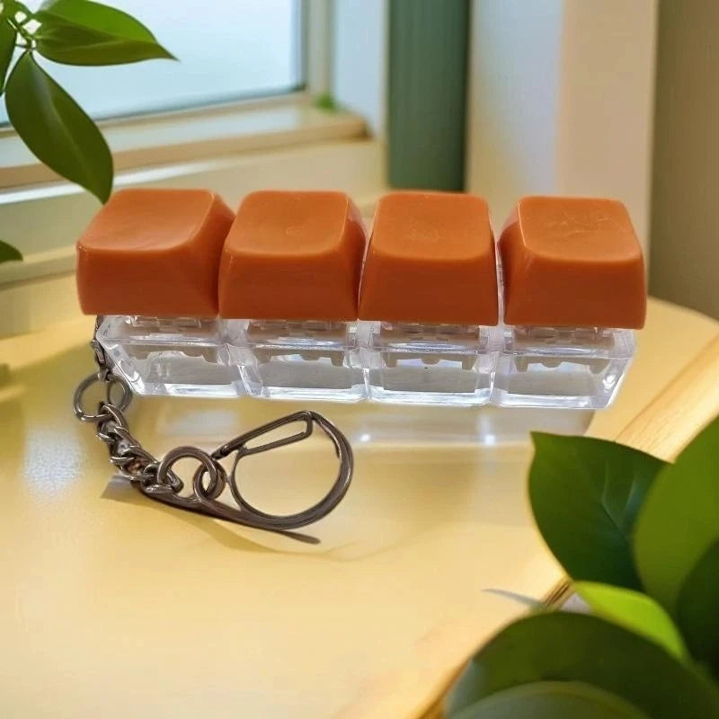 4-Key Mechanical Keyboard Keychain - Clicky Fidget Toy for Stress Relief, No Lights〔YY33〕
