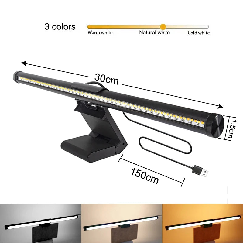 Computer Monitor Screen Light Bar LED Desk Lamp Monitor Light Bar Eye-Care Stepless Dimming Lighting Table Lamp for Work Gaming