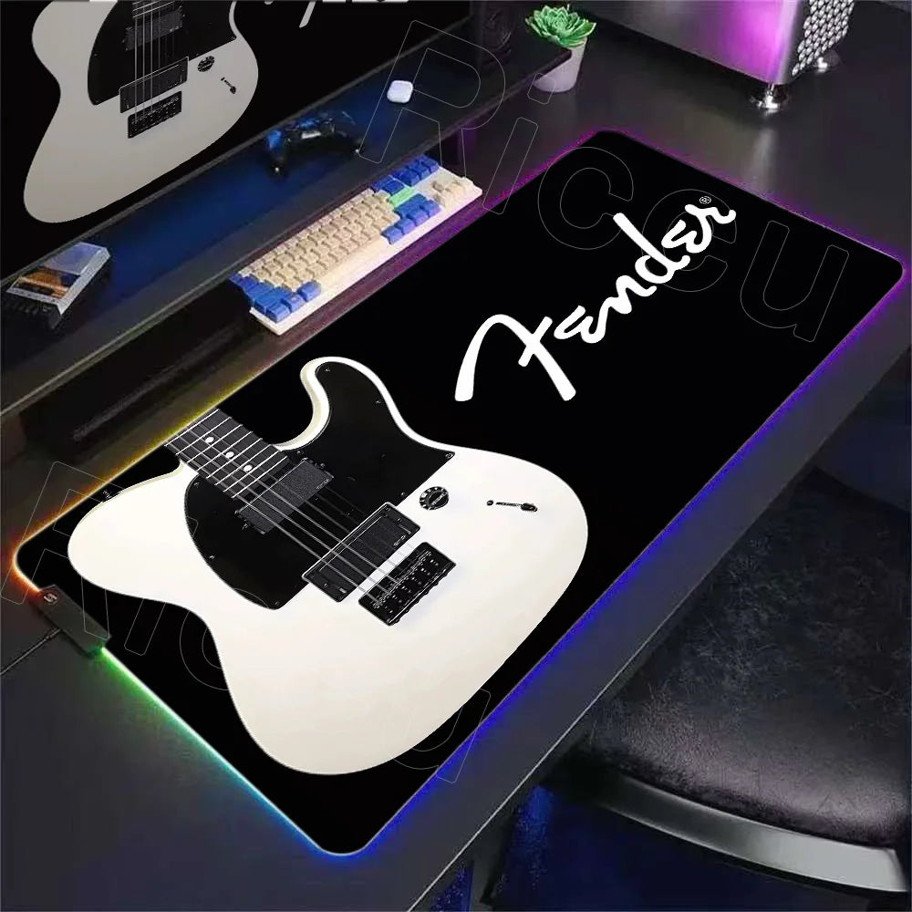 RGB Music Guitar Rubber Desk Mat HD Anime 900x400mm Mouse Pad Office Game PLAYMAT Computer Accessories Laptop Pc Gaming Mousepad