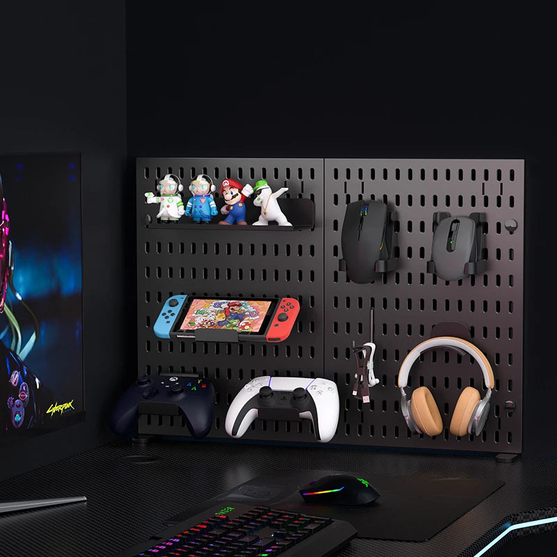 Office Desktop Storage Pegboard: Height-Adjustable Vertical Storage Rack (For Stationery Storage And Decorative Figurine Display