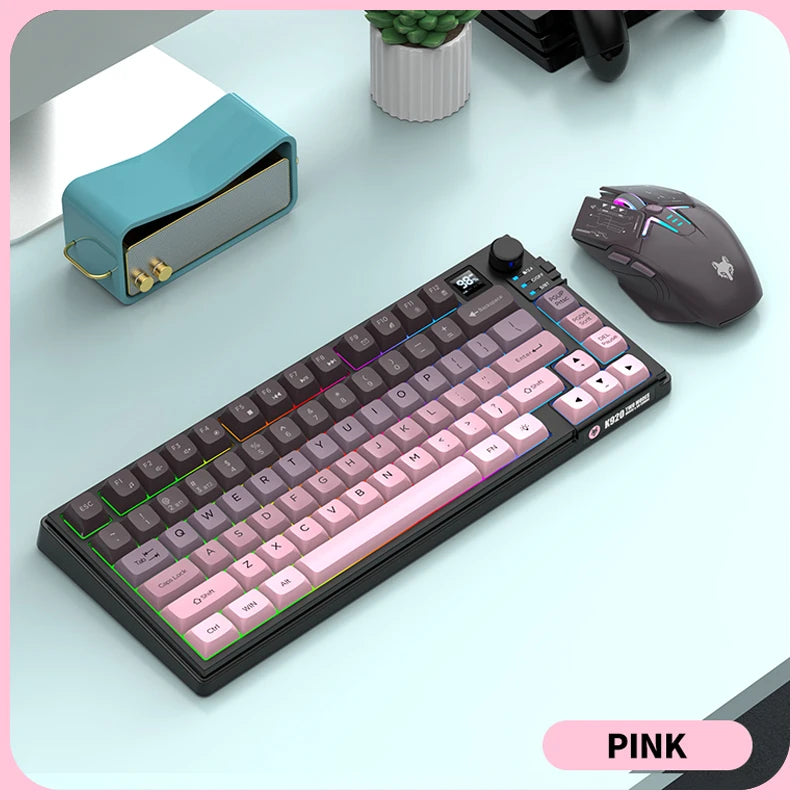 Dual Modes Gaming Keyboard Mouse Combos Computer Laptop Backlight Gamer Kit LED Wireless Usb Keyboard with Display Screen & Knob