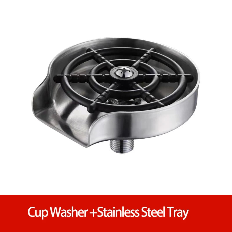 Automatic Glass Cup Washer High Pressure Kitchen Faucet Glass Rinser Stainless Steel Bar Cup Cleaner for Kitchen Sinks Wash Tool