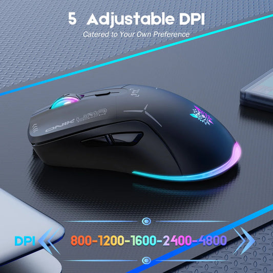 ONIKUMA CW917 Gaming Wireless Mouse 7 RGB Backlit  Lighting Modes 4800 DPI Ergonomic Game Mice Esports Mouse For Laptop PC Gamer