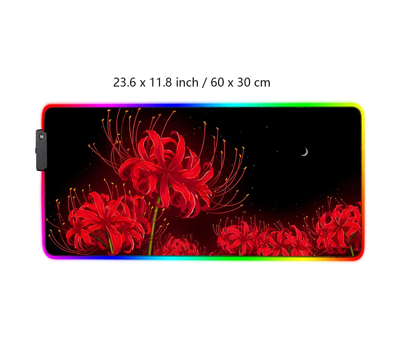 Large Gaming Mouse Pad Rgb Led Wisteria Demon XXL Gaming Deskmat Red Spider Lily Desk Mat Death Flower Anime Mousepad Aesthetic