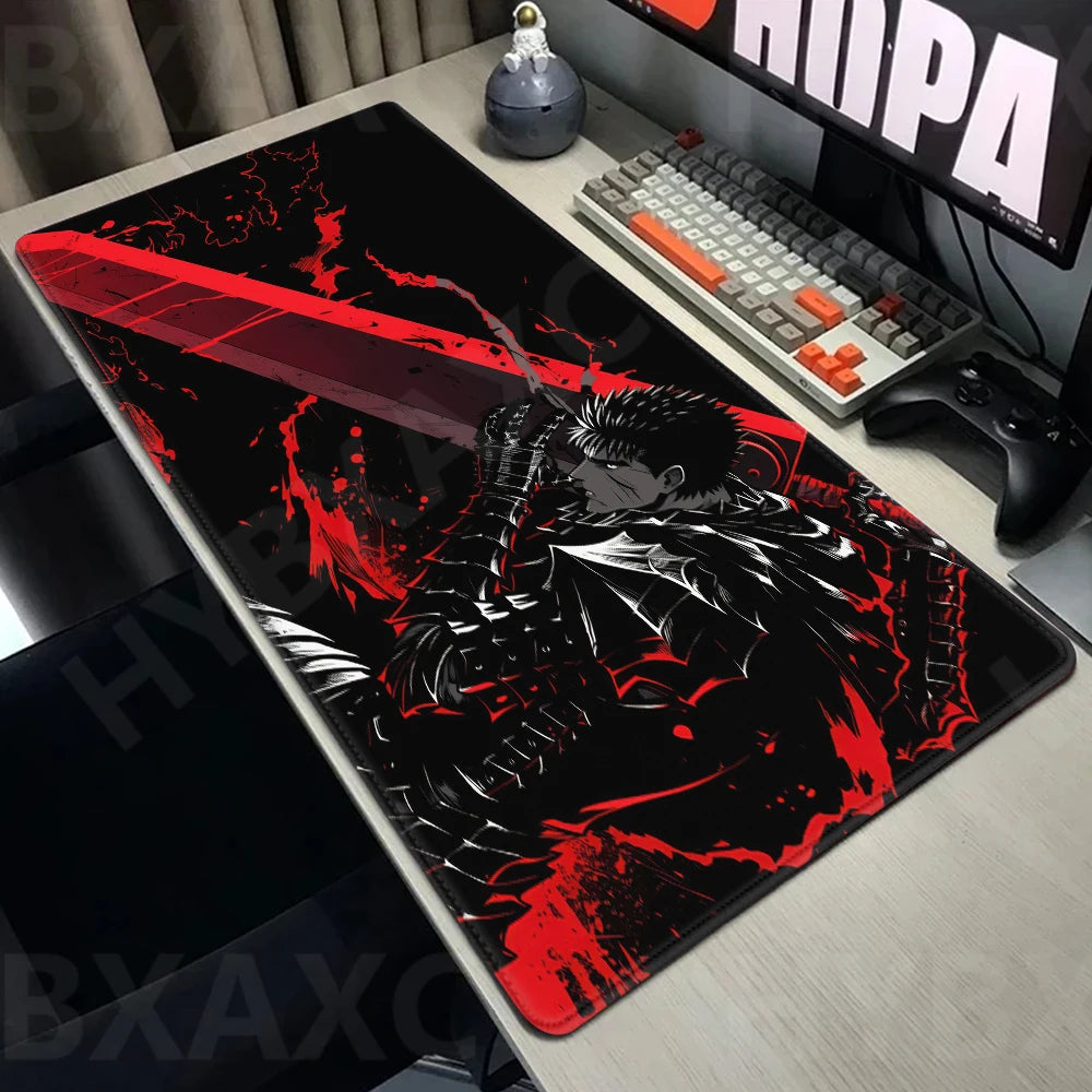 Guts sword in berserk Mouse Mat Berserk Guts Gamer Gaming Mouse Pad Computer Accessories Big Keyboard Laptop Padmouse Speed Desk