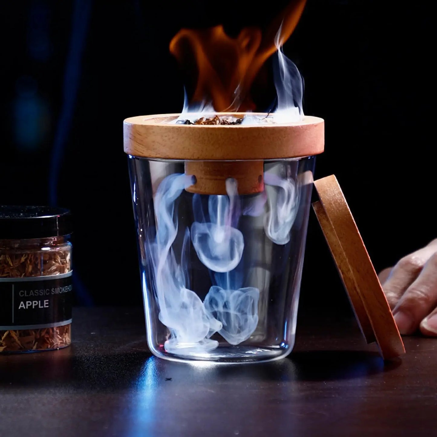 Wooden Cocktail Smoker Kit With 5 Flavor Wood Chips Whiskey Smoking Wood Chips Box Cocktails Infuser Kit Kitchen Accessories