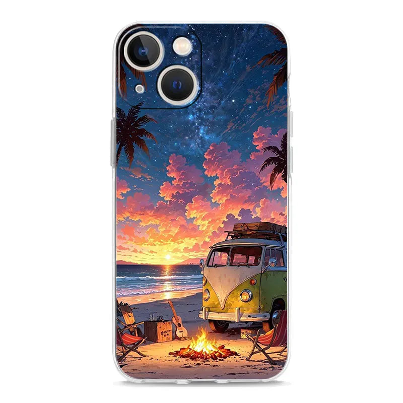 Phone Case For iPhone 17 Cases iPhone Air 16 15 12 13 14 Pro Max 15 Plus 16Pro iPhone11 Cover Combi Van Car Outdoor Camping