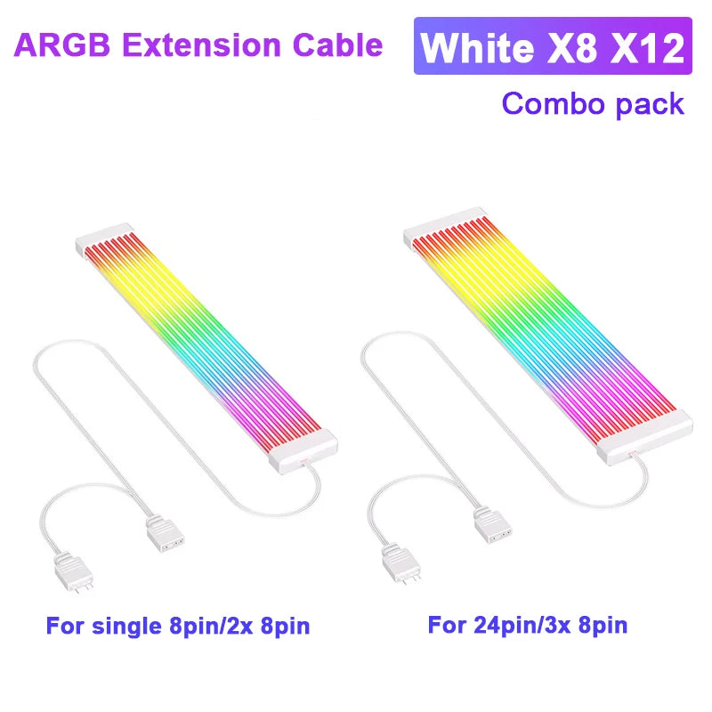 Zezzio ARGB Light Strip Neon Line PC Case Decoration 8Pin Graphics Card 24Pin Motherboard Luminous DIY RGB Computer Lamp Strip