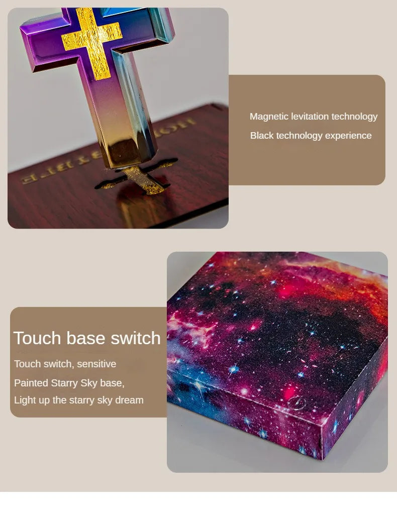 Magnetic Levitating Cross Floating Christian Cross Decorations Maglev Cross the Holy Bible Base