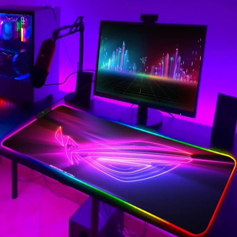 RGB Mousepad Cool ROG Mouse Pad Gamer Keyboard Mat LED Computer Mausepad Keyboards Accessories Gaming Desk Mat Mouse Carpet Xxl